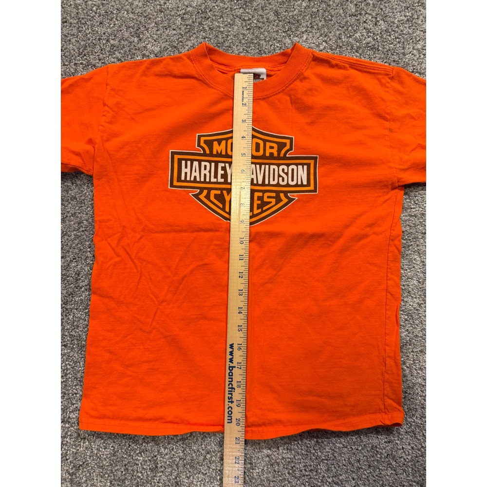 Harley-Davidson T-Shirt Kids L 14-16 Orange Bartlesville Ok Logo Graphic Tee * - Picture 8 of 13